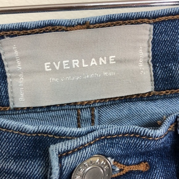 Everlane The Vintage Skinny Blue Jeans Raw Hem Button‎ Fly Size 27 - Picture 7 of 10